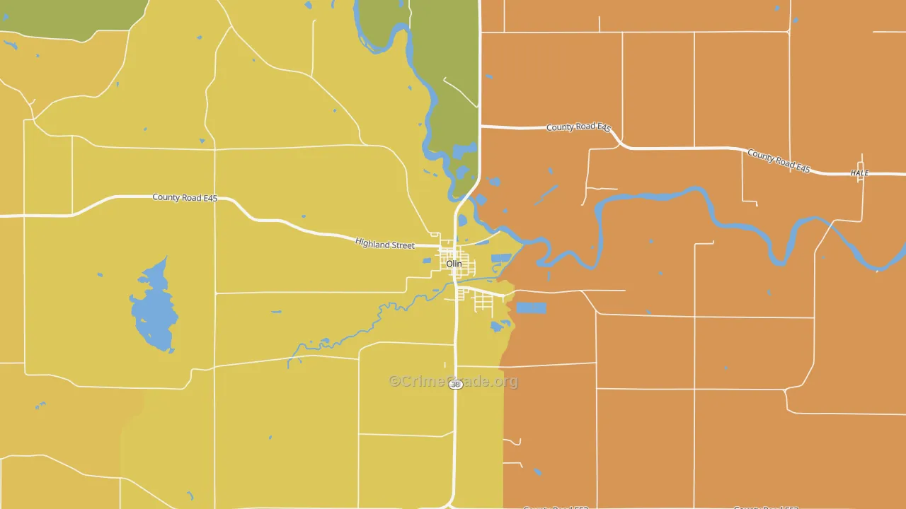 Olin, IA Map of Murder Rates