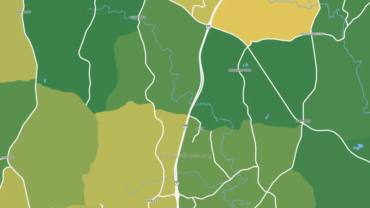 Olin, NC Map of Murder Rates