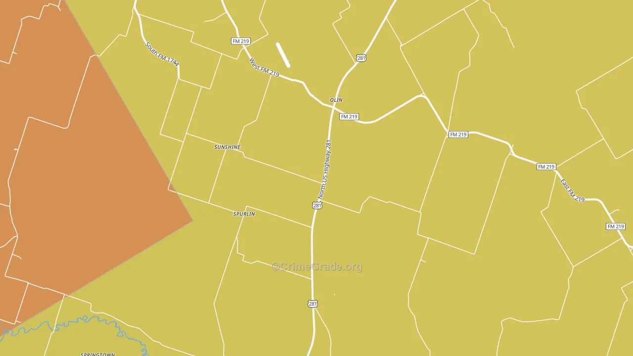 Olin, TX Map of Murder Rates