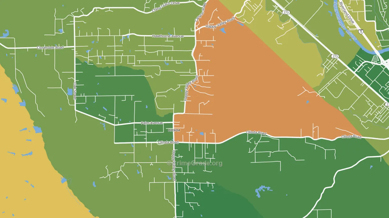 Olinda, CA Map of Murder Rates