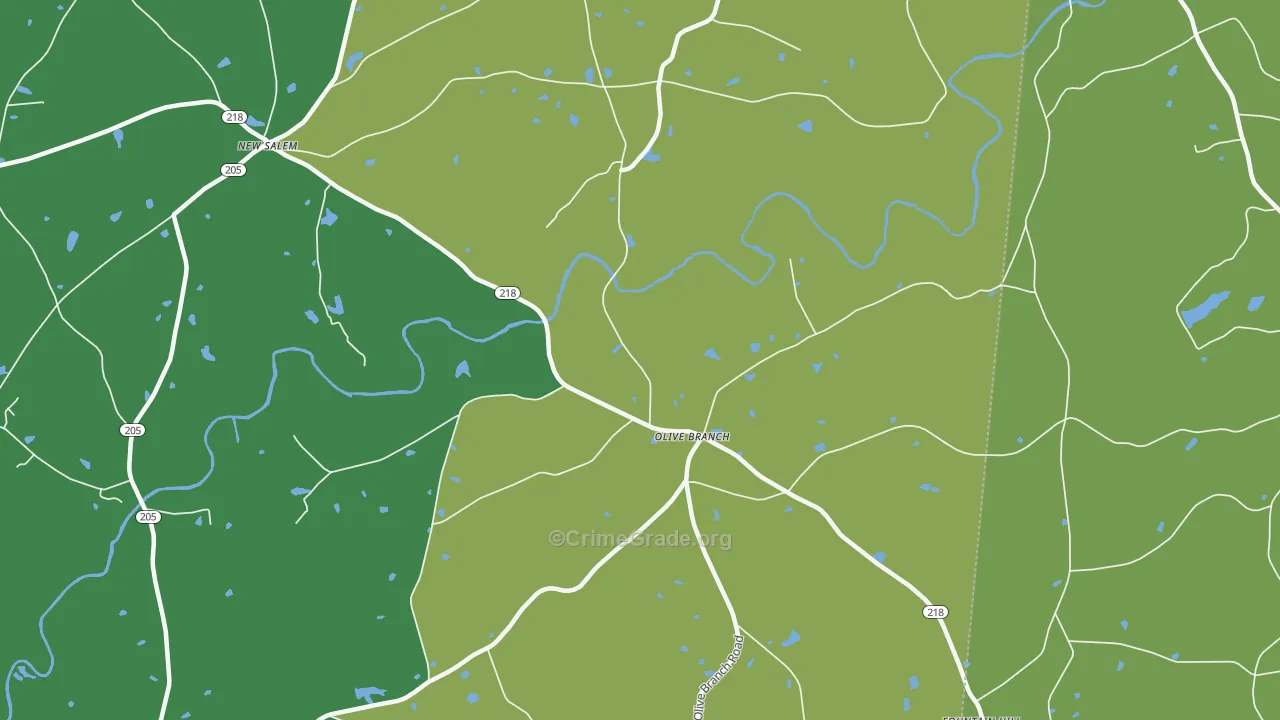 Olive Branch, NC Map of Murder Rates
