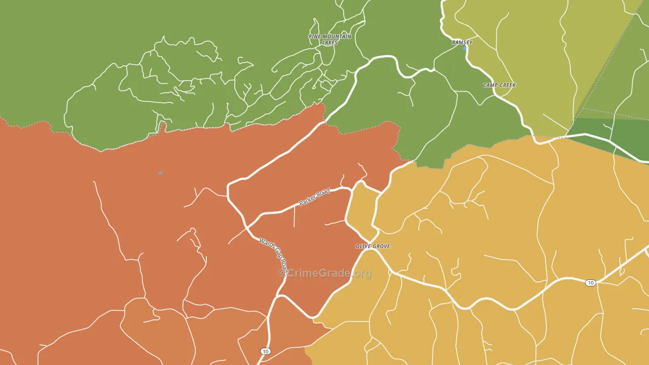 Olive Grove, NC Map of Murder Rates