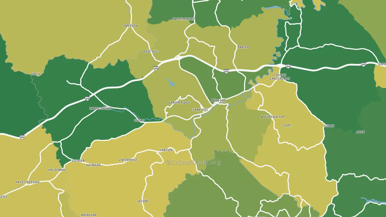 Olive Hill, KY Map of Murder Rates