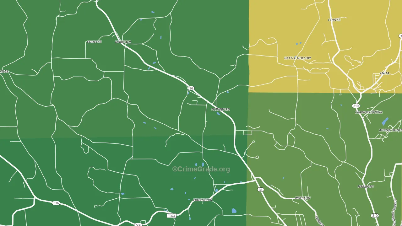 Oliveburg, PA Map of Murder Rates