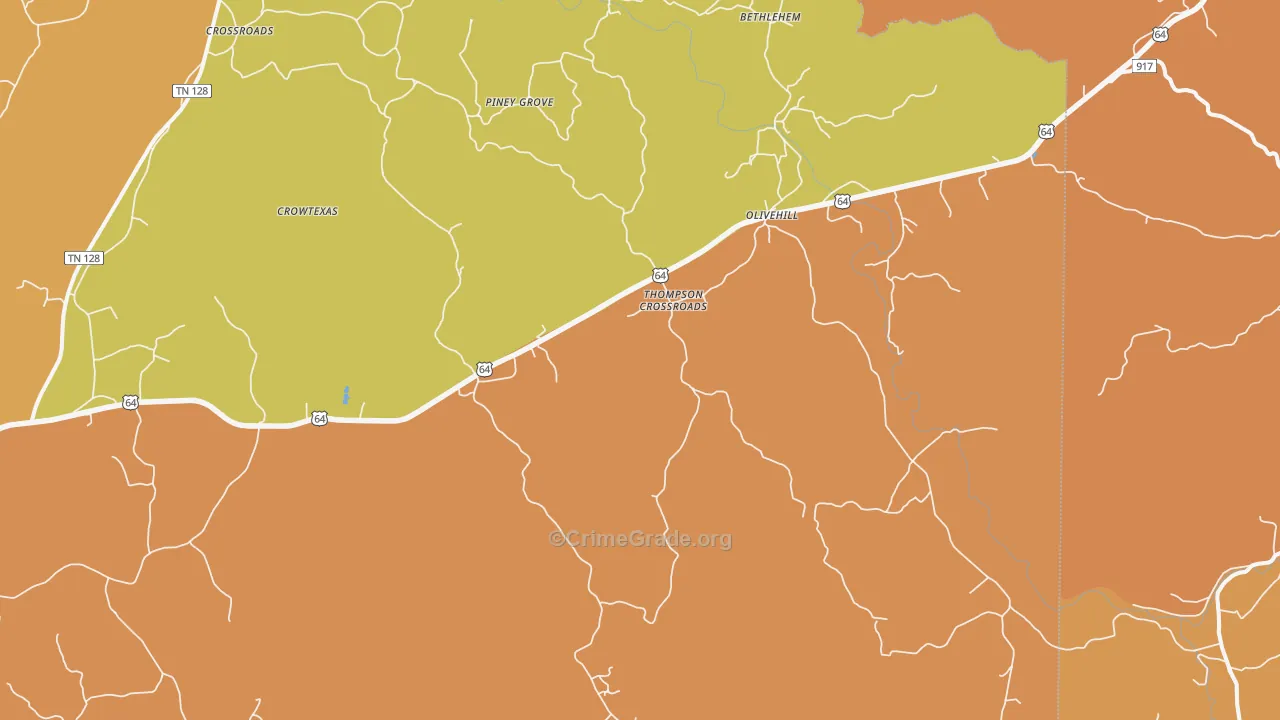 Olivehill, TN Map of Murder Rates