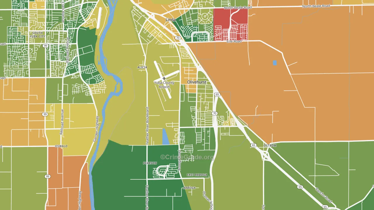 Olivehurst, CA Map of Murder Rates