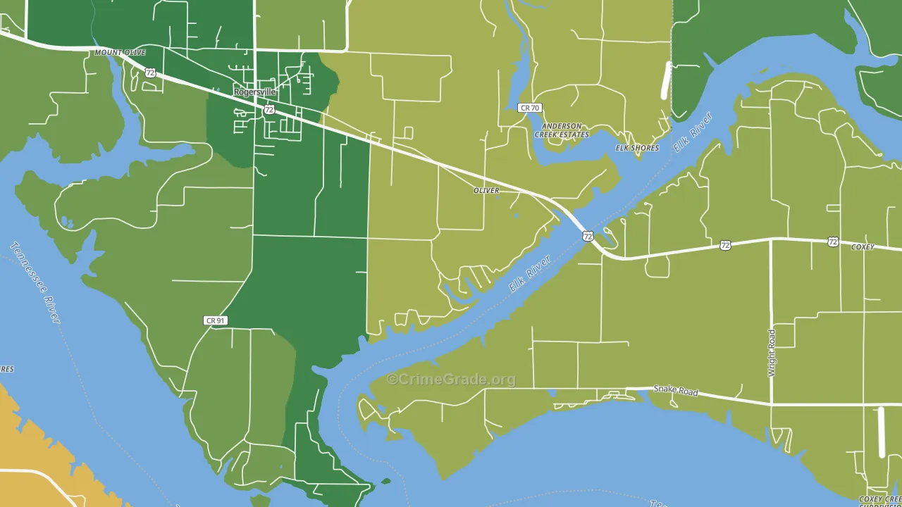 Oliver, AL Map of Murder Rates