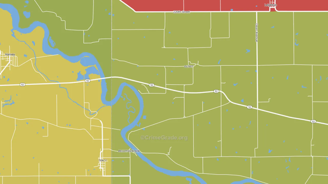Olivet, IA Map of Murder Rates