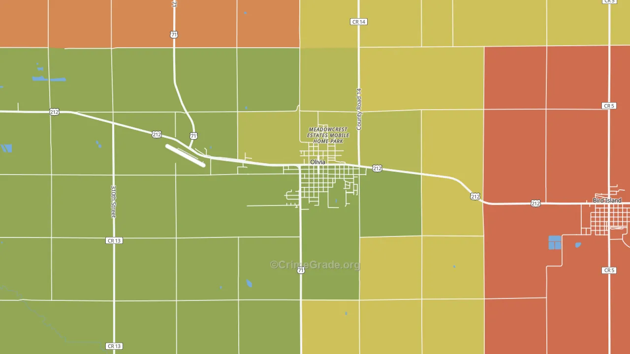 Olivia, MN Map of Murder Rates