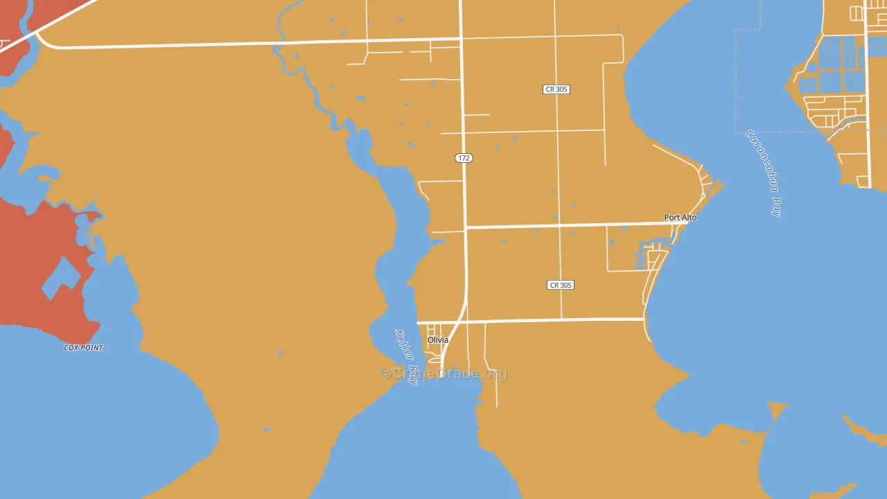 Olivia, TX Map of Murder Rates