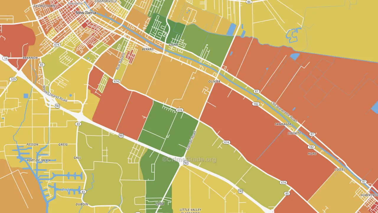 Olivier, LA Map of Murder Rates