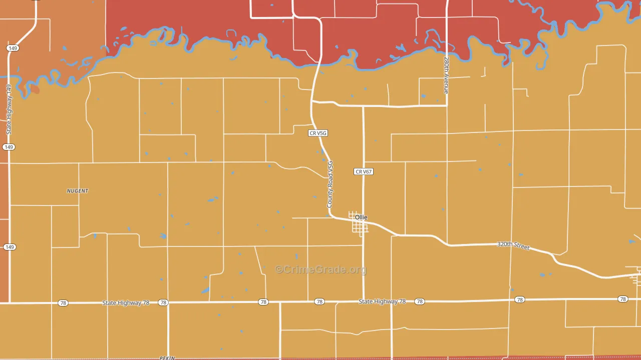 Ollie, IA Map of Murder Rates