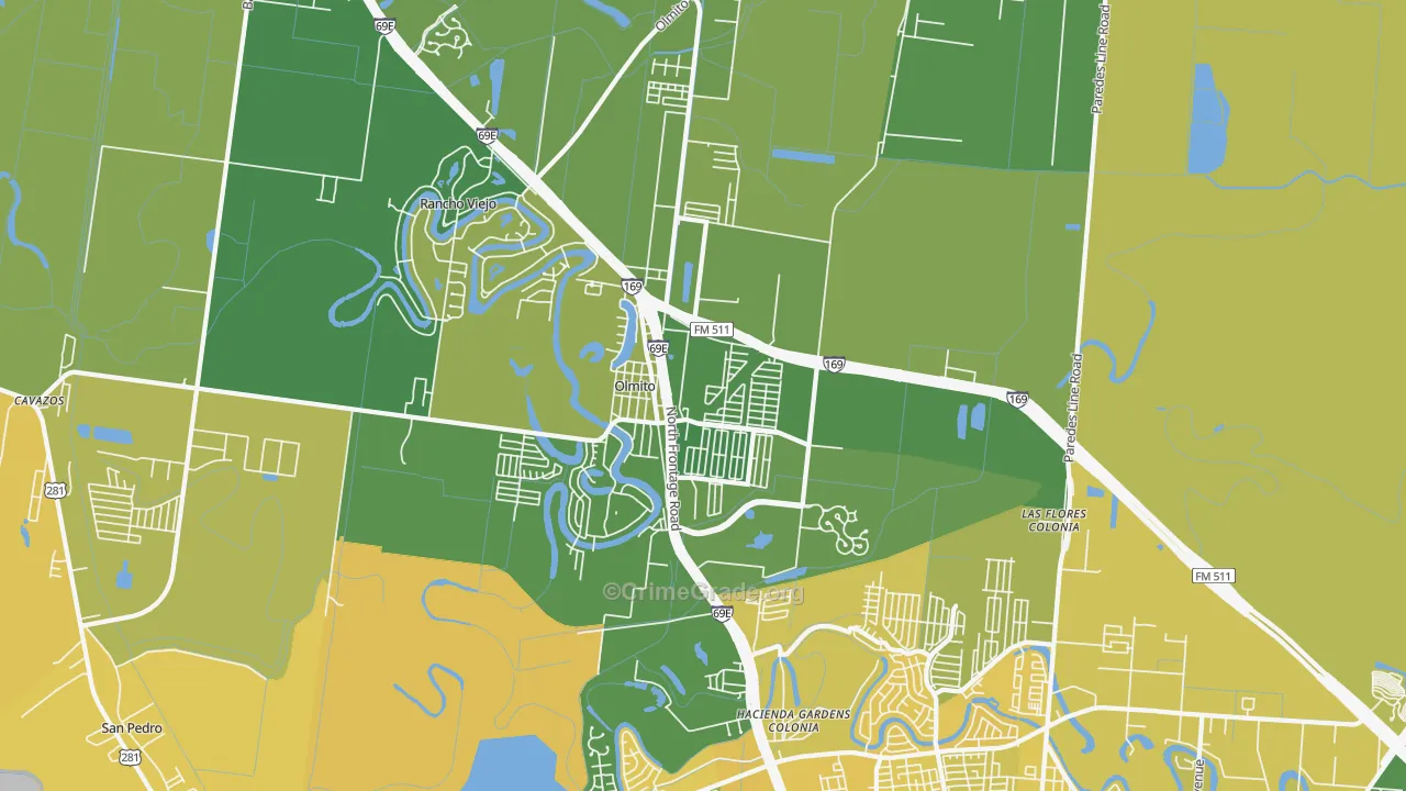 Olmito, TX Map of Murder Rates