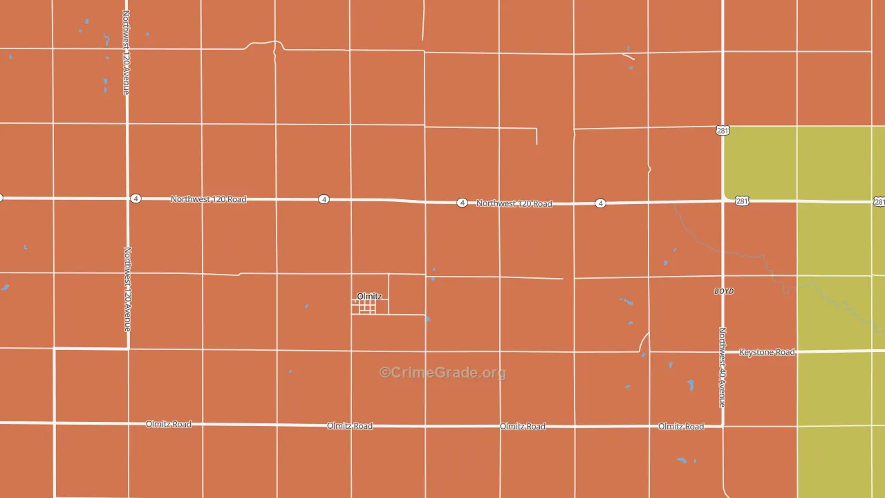Olmitz, KS Map of Murder Rates