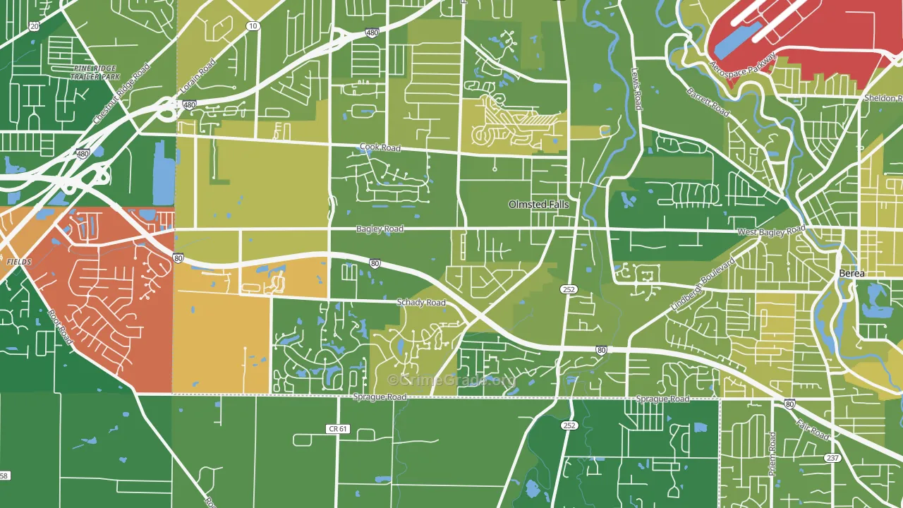 Olmsted Falls, OH Map of Murder Rates