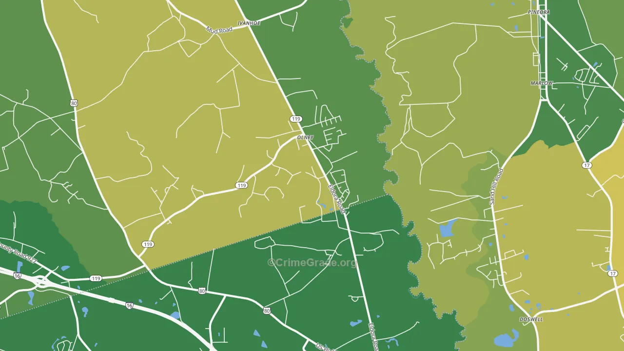 Olney, GA Map of Murder Rates