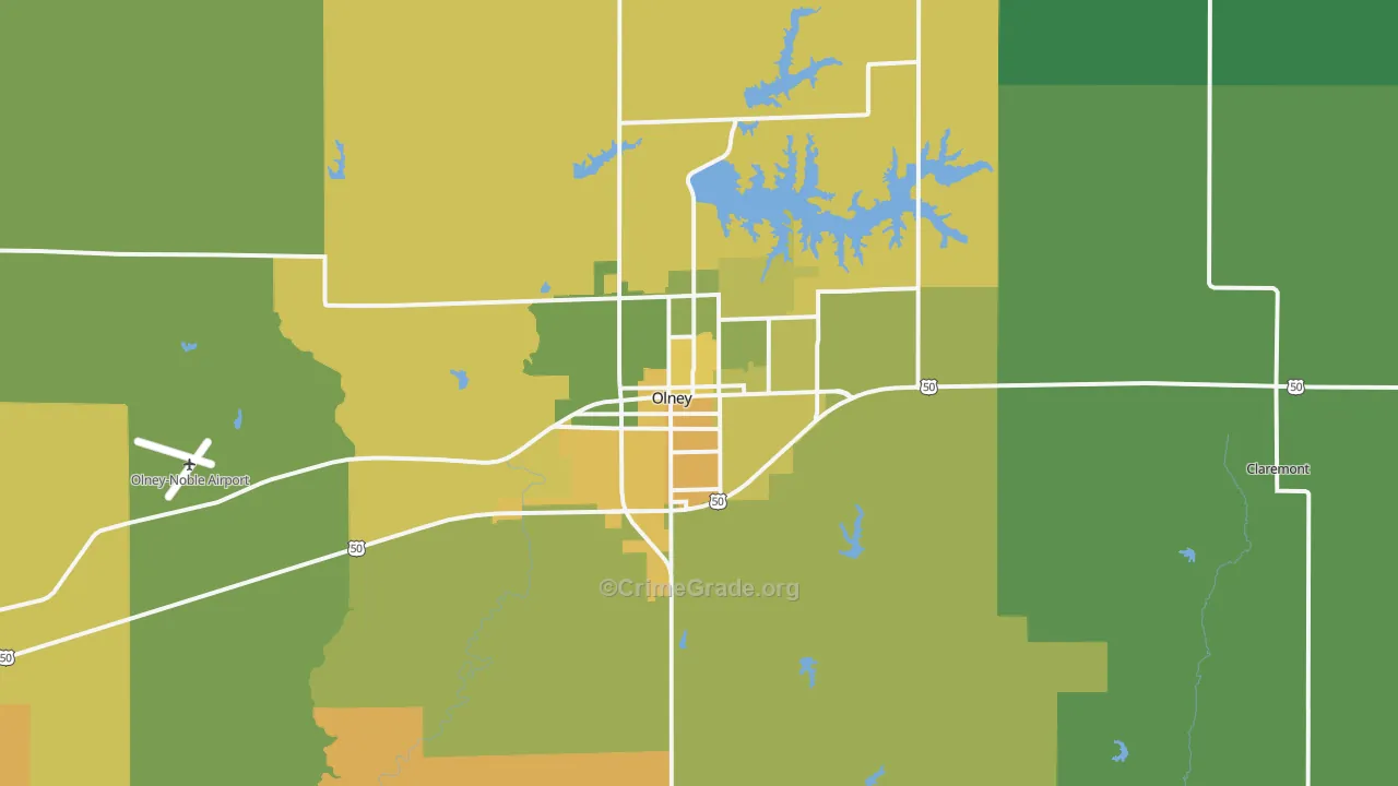Olney, IL Map of Murder Rates