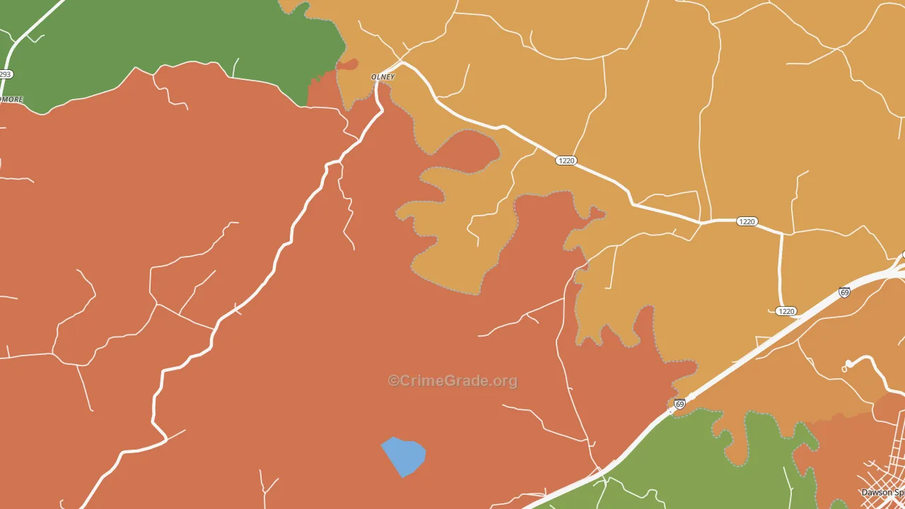 Olney, KY Map of Murder Rates