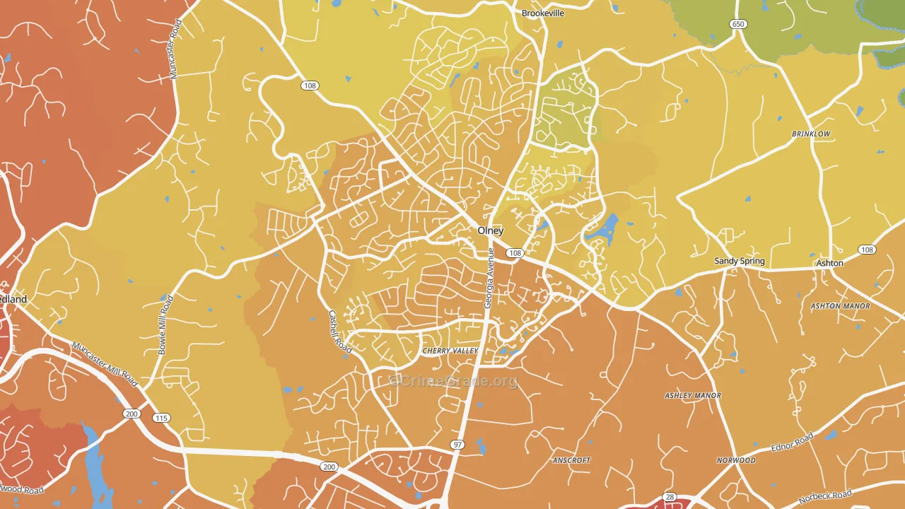 Olney, MD Map of Murder Rates