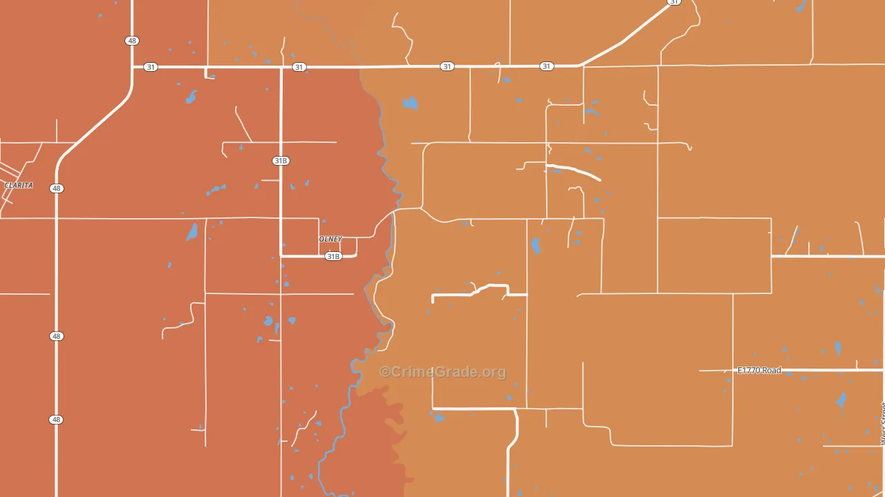 Olney, OK Map of Murder Rates