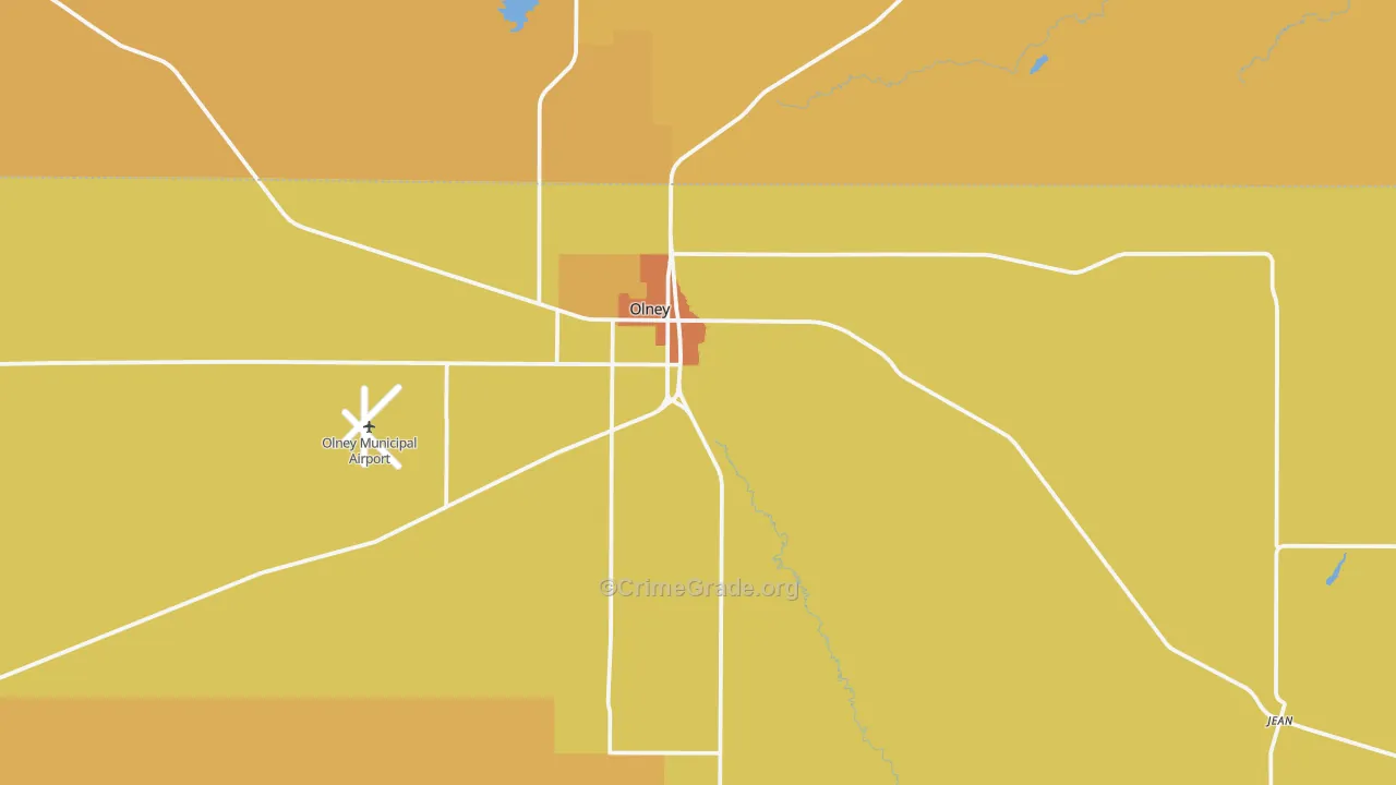 Olney, TX Map of Murder Rates