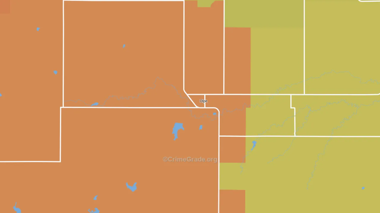 Olpe, KS Map of Murder Rates