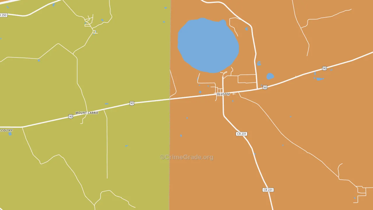 Olustee, FL Map of Murder Rates