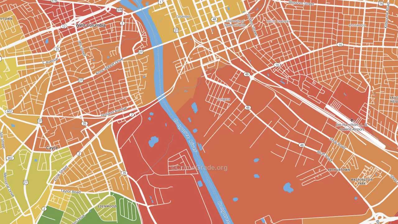 Olympia, SC Map of Murder Rates
