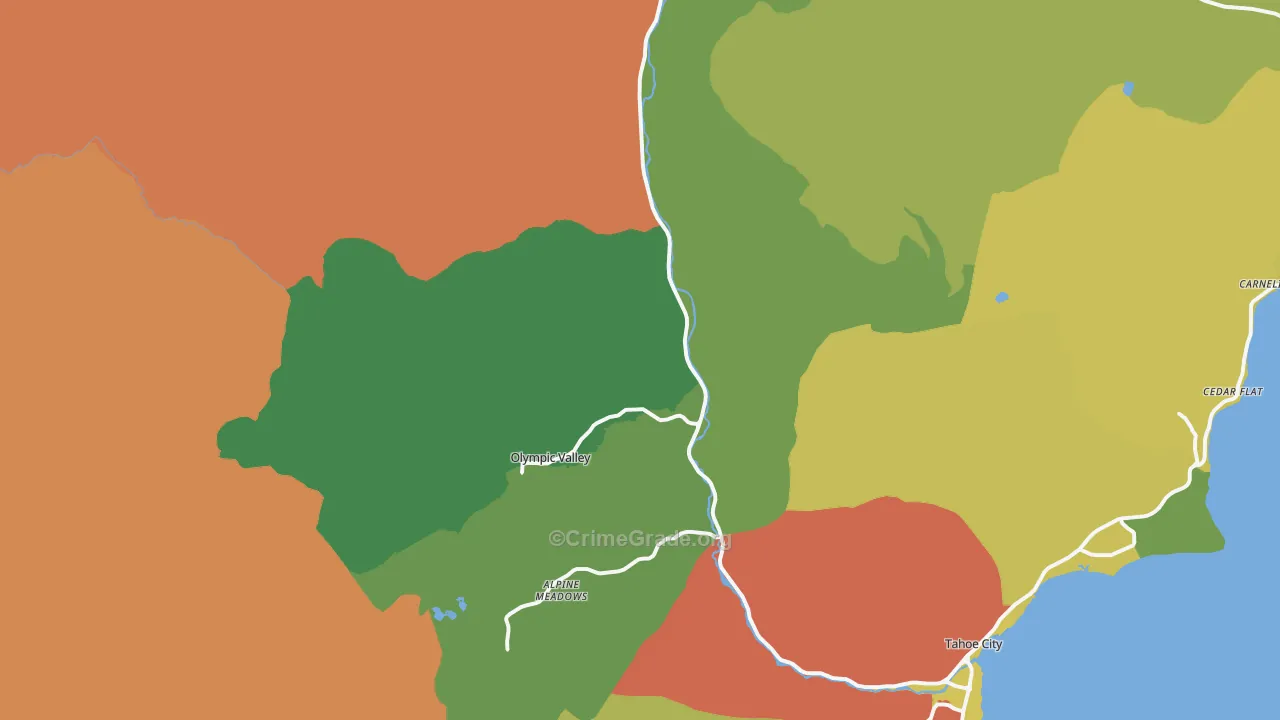Olympic Valley, CA Map of Murder Rates