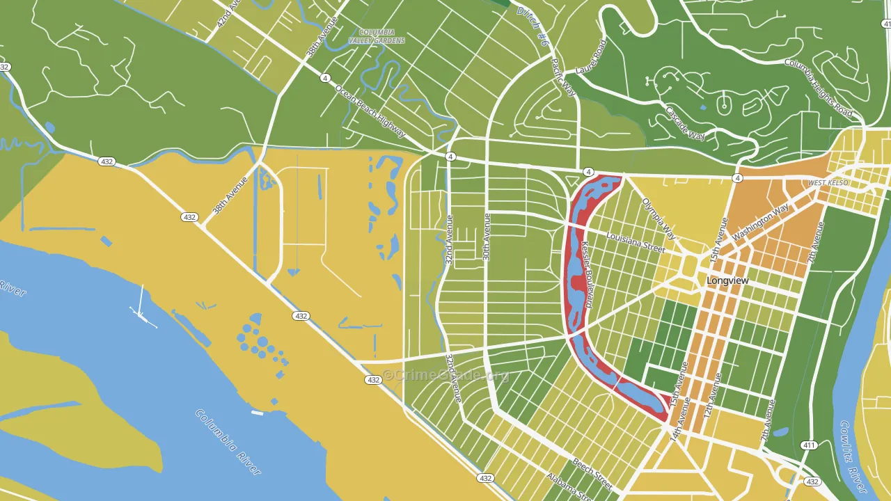 Olympic West, Longview, WA Map of Murder Rates