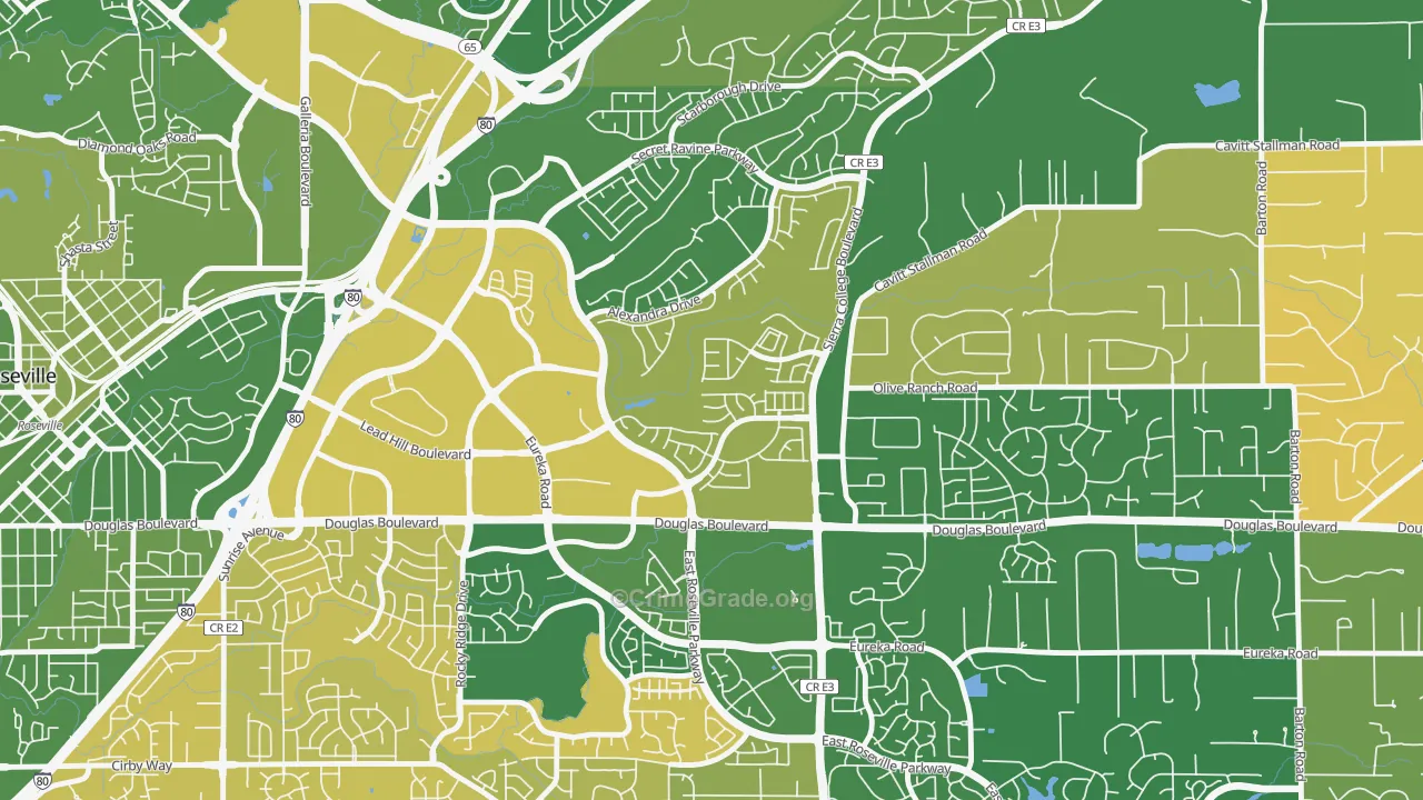 Olympus Pointe, Roseville, CA Map of Murder Rates
