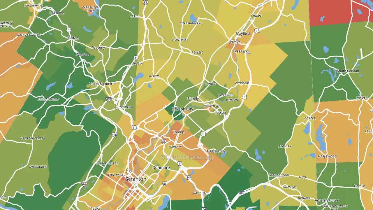 Olyphant, PA Map of Murder Rates