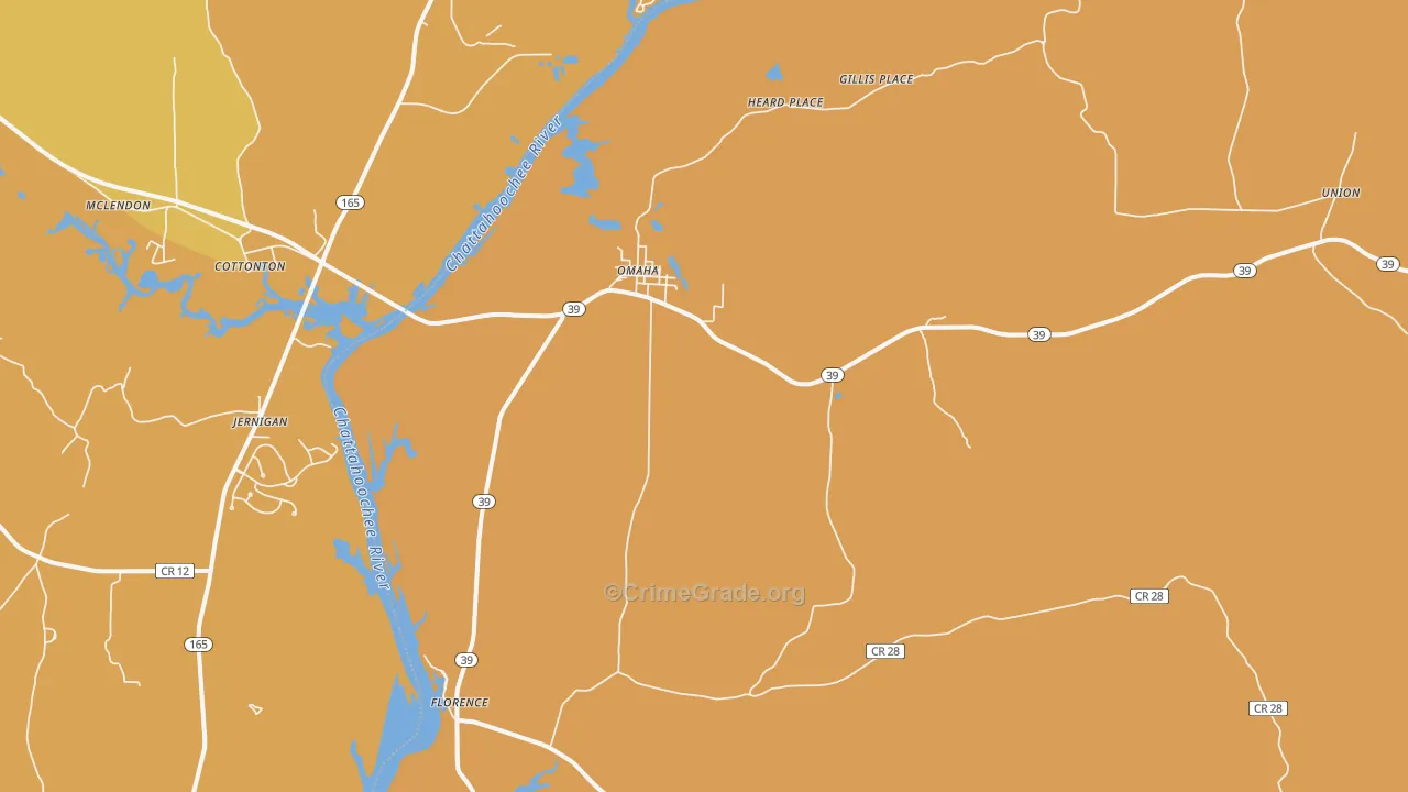 Omaha, GA Map of Murder Rates