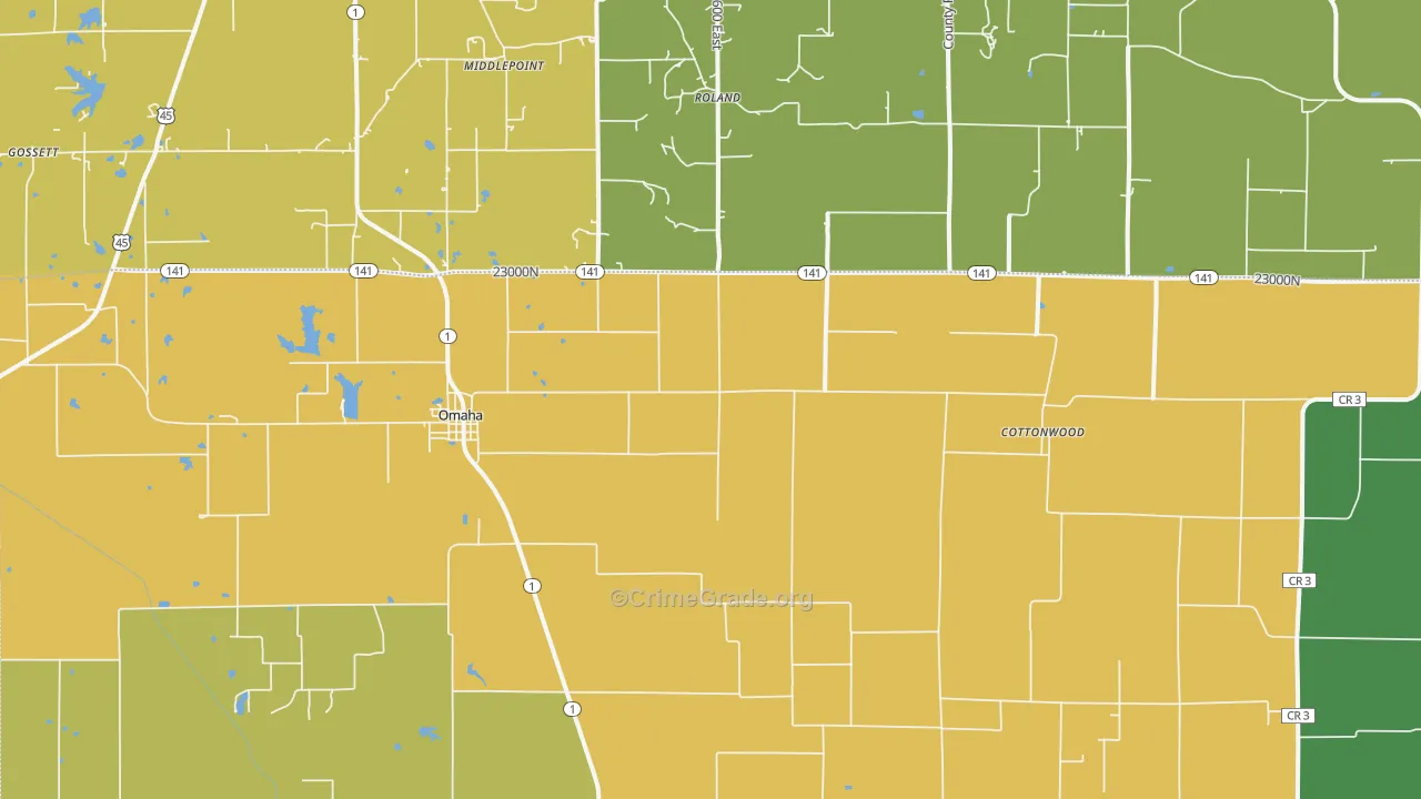 Omaha, IL Map of Murder Rates