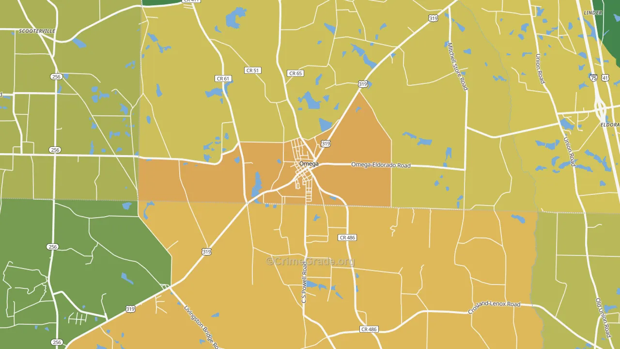 Omega, GA Map of Murder Rates