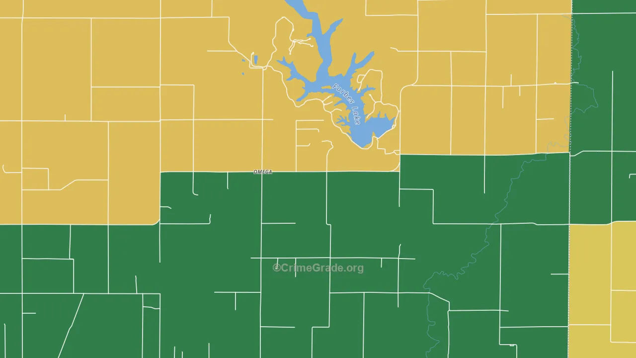 Omega, IL Map of Murder Rates