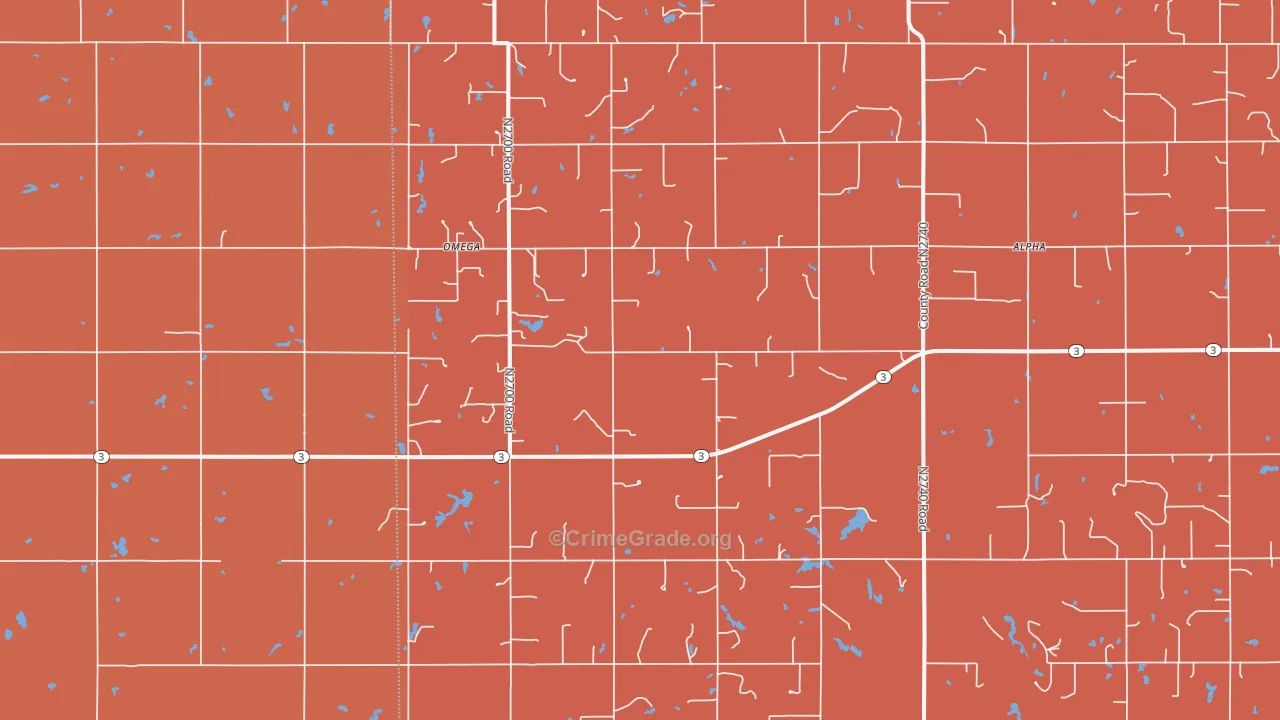 Omega, OK Map of Murder Rates