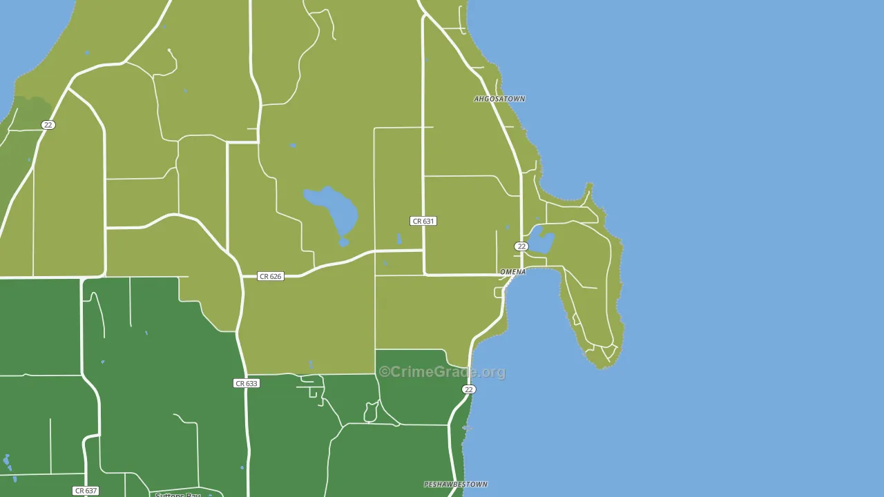 Omena, MI Map of Murder Rates