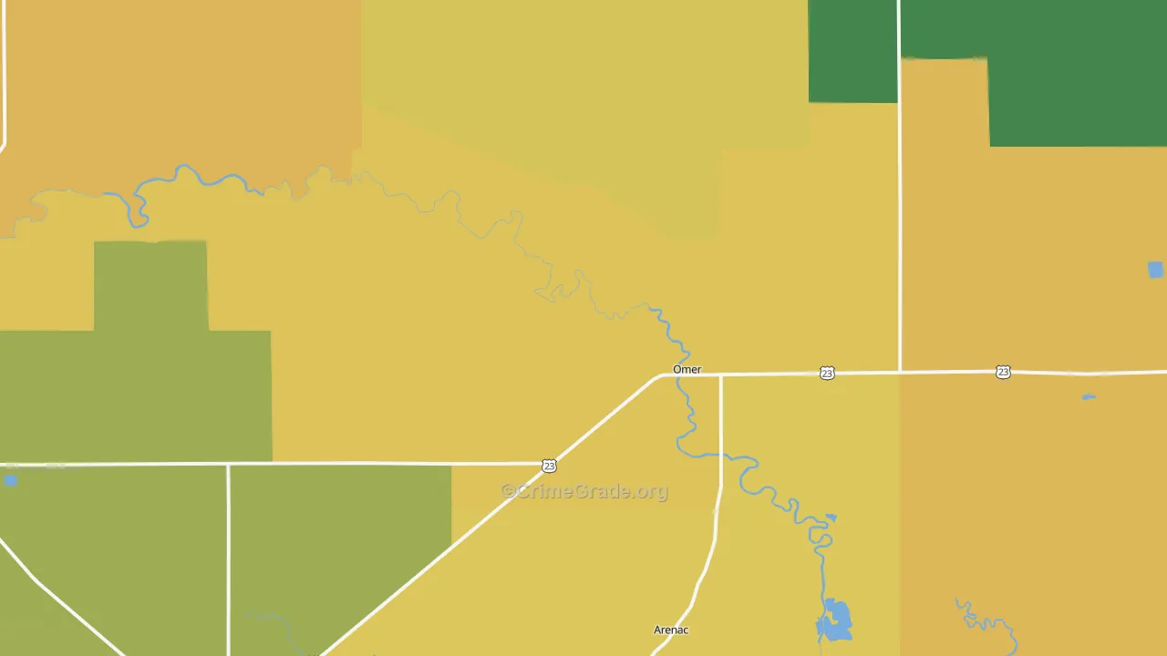 Omer, MI Map of Murder Rates