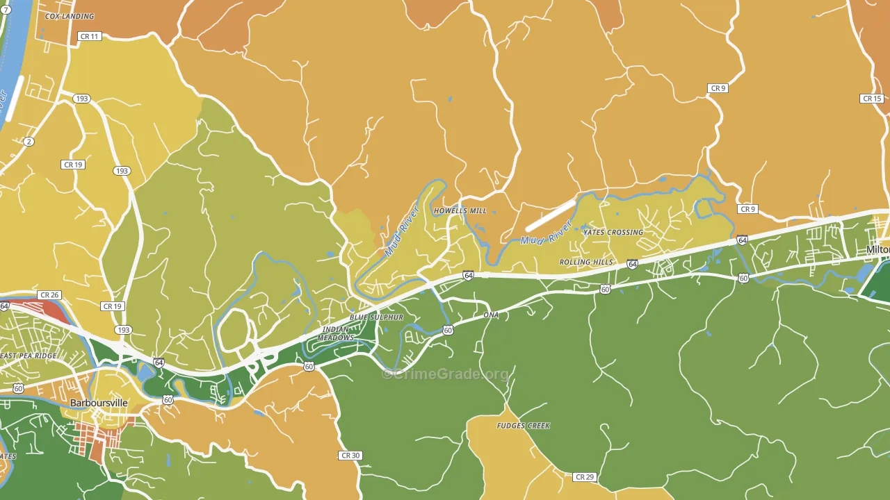Ona, WV Map of Murder Rates