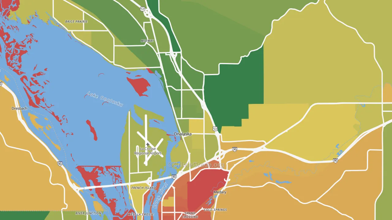 Onalaska, WI Map of Murder Rates