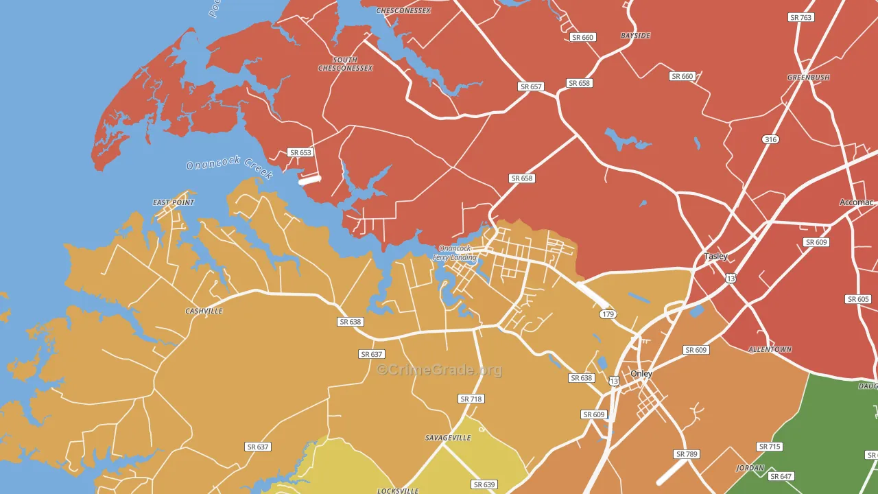 Onancock, VA Map of Murder Rates