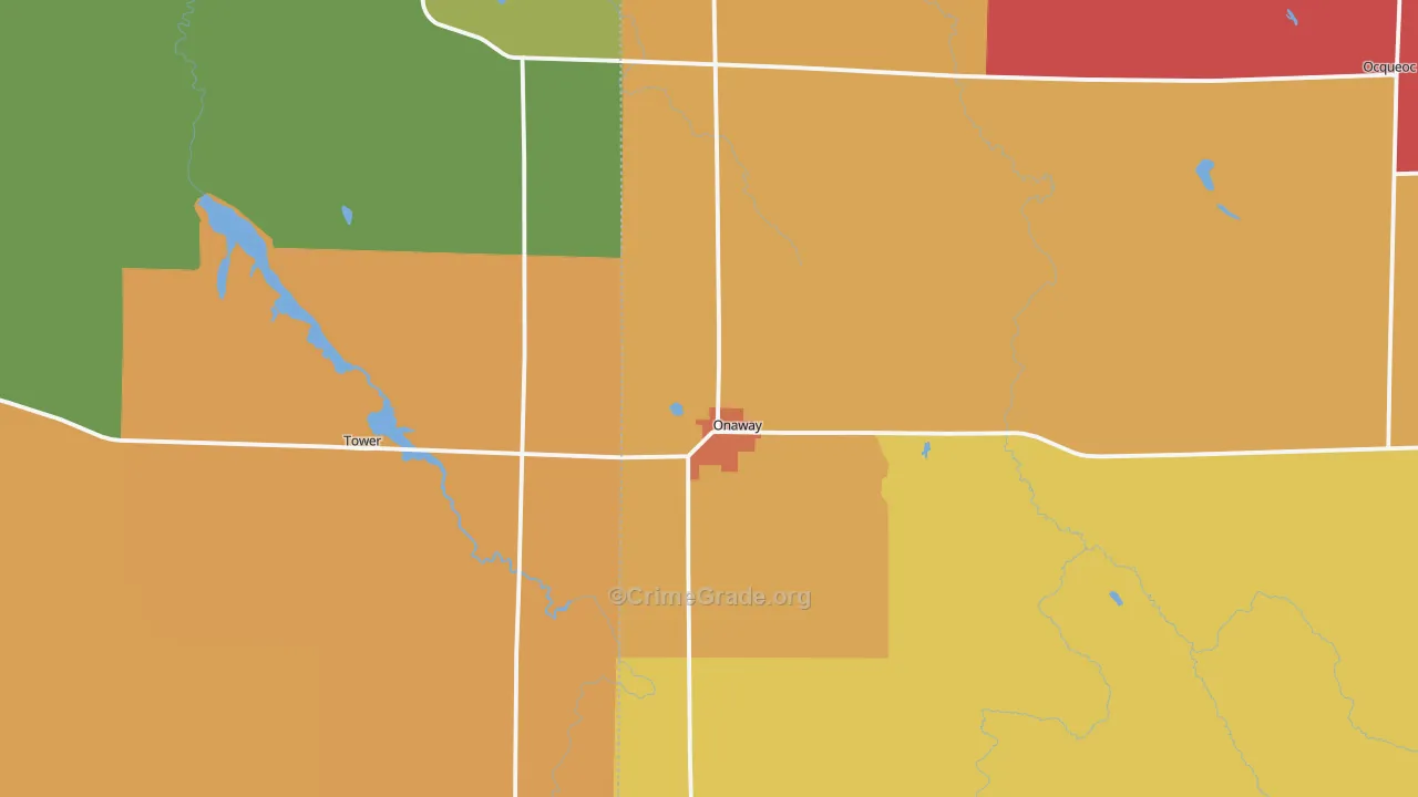 Onaway, MI Map of Murder Rates
