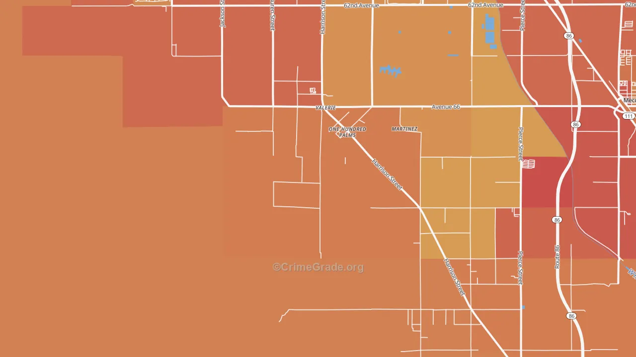 One Hundred Palms, CA Map of Murder Rates