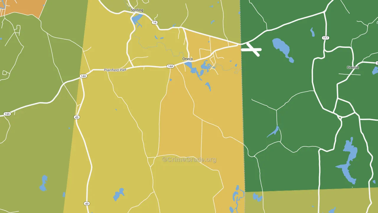 Oneco, CT Map of Murder Rates