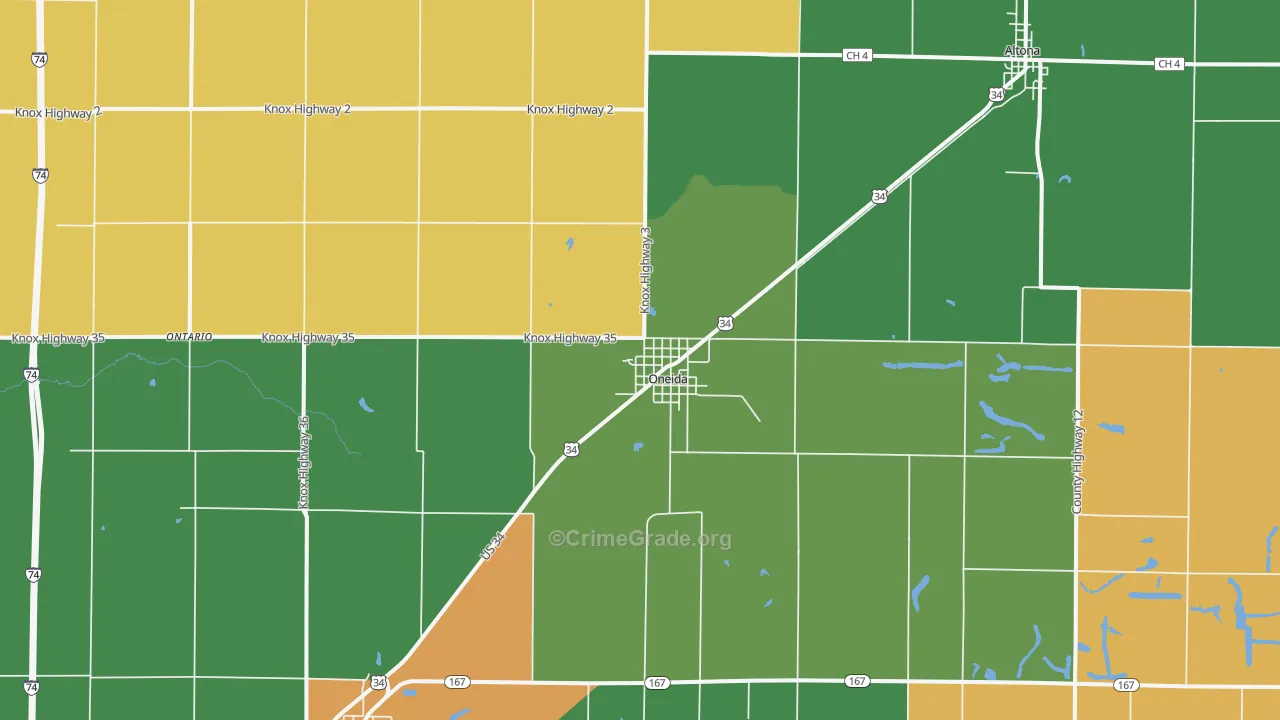 Oneida, IL Map of Murder Rates