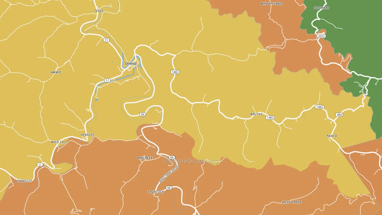 Oneida, KY Map of Murder Rates