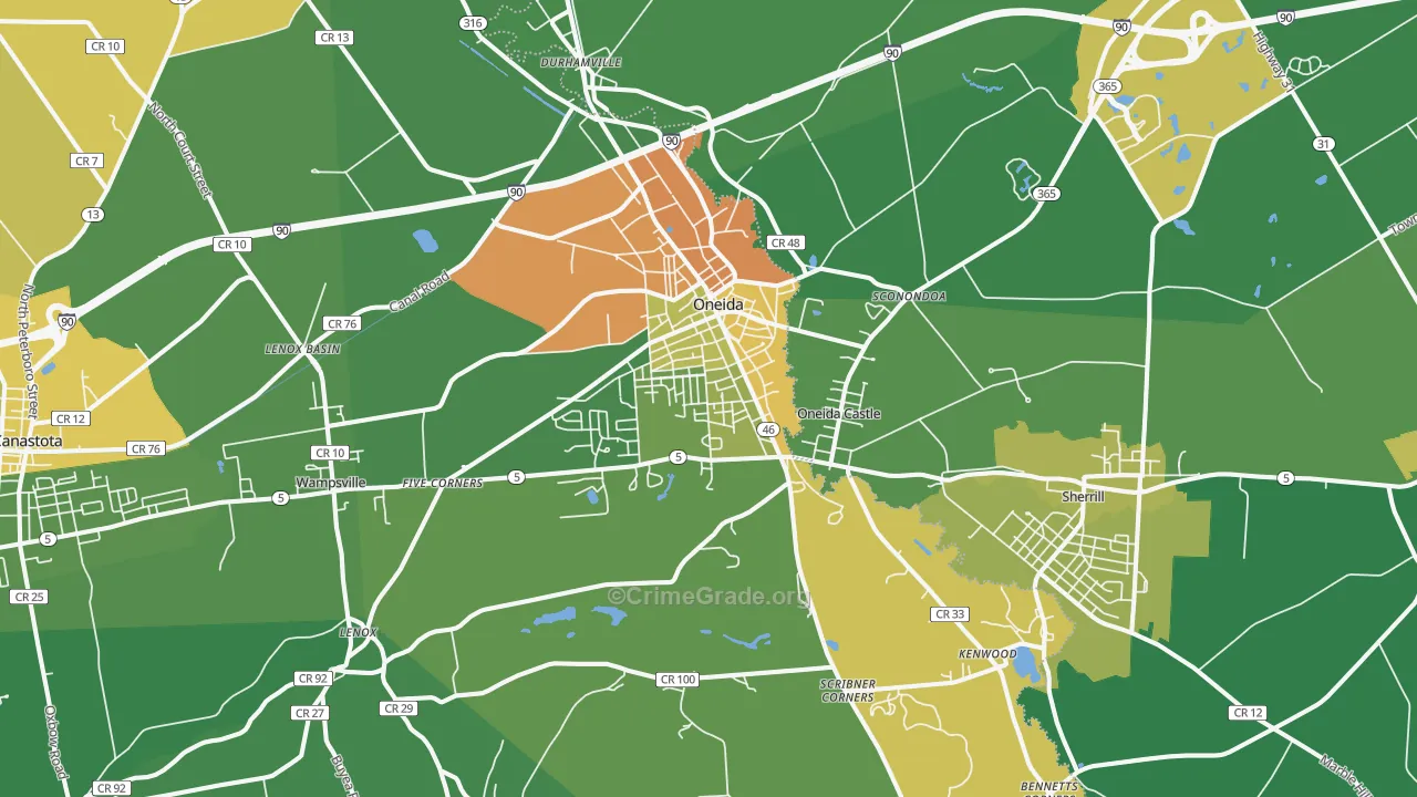 Oneida, NY Map of Murder Rates