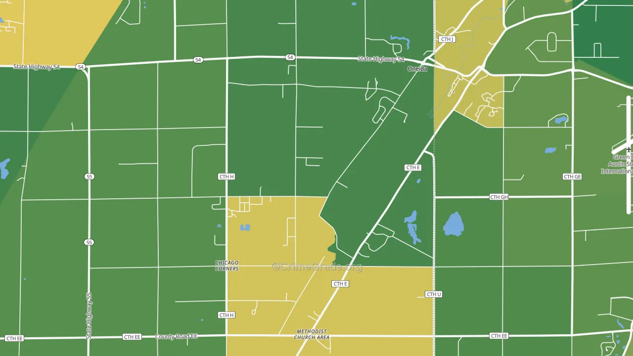 Oneida, WI Map of Murder Rates