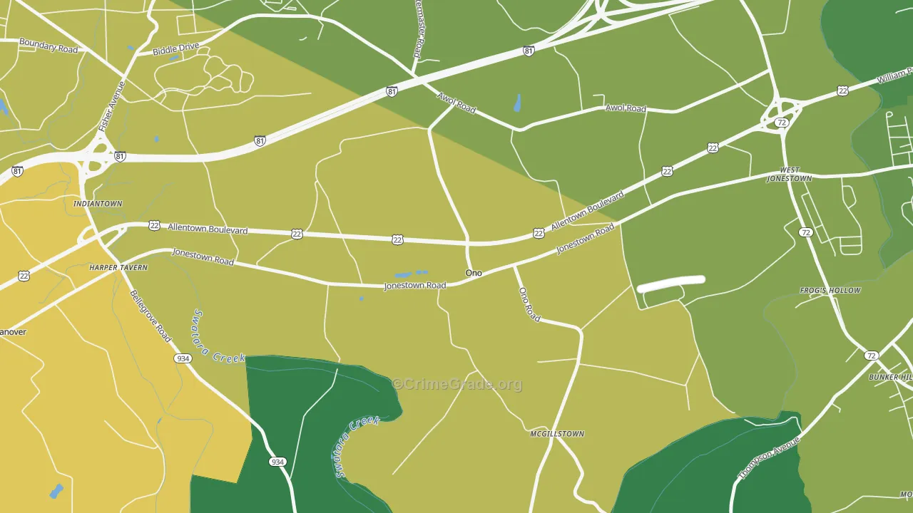 Ono, PA Map of Murder Rates